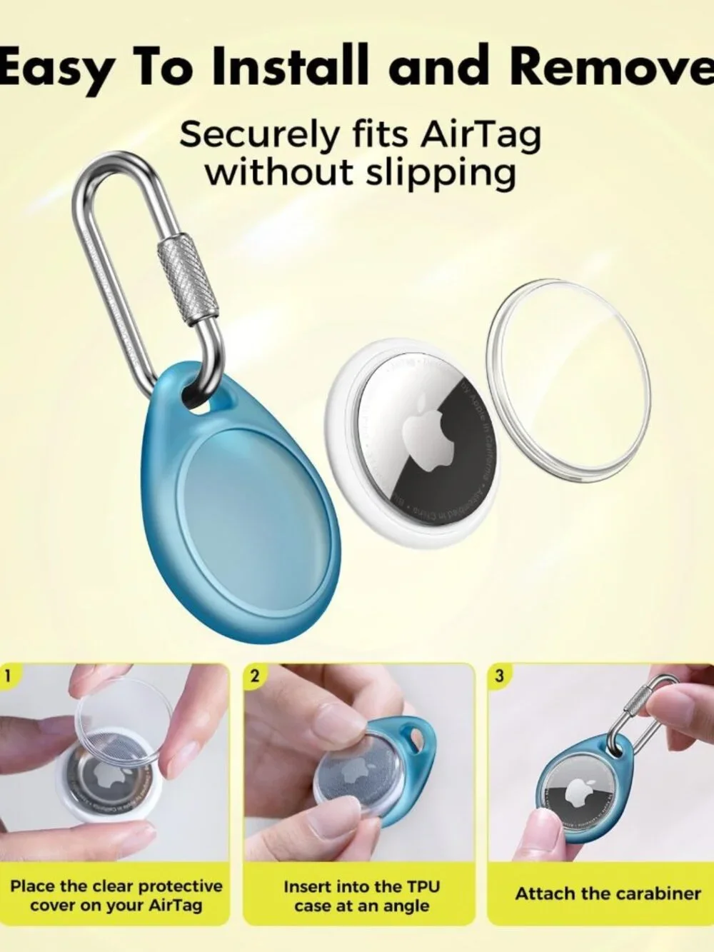 Durable AirTag Holder Case with Carabiner - 4 Pack, Secure & Stylish Accessory